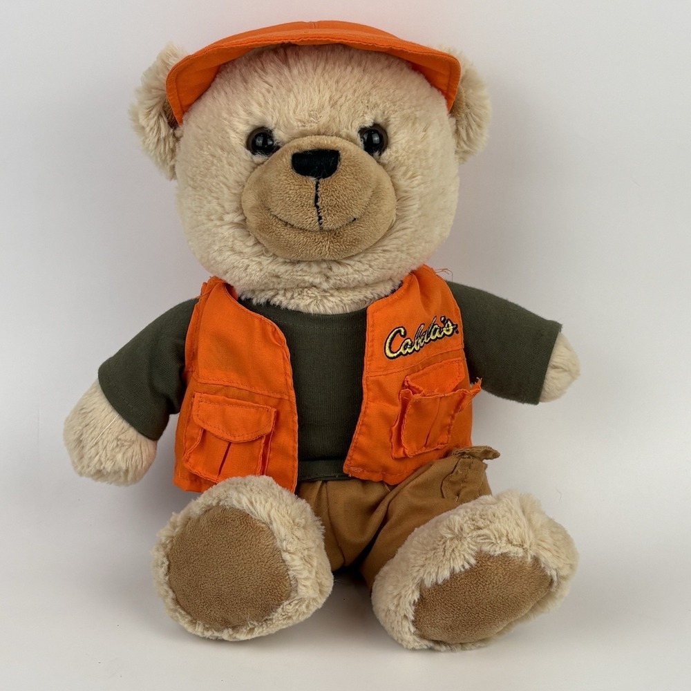 Wildlife Artists Cabelas Hunting Teddy Bear 15" Orange Vest Plush Stuffed Animal